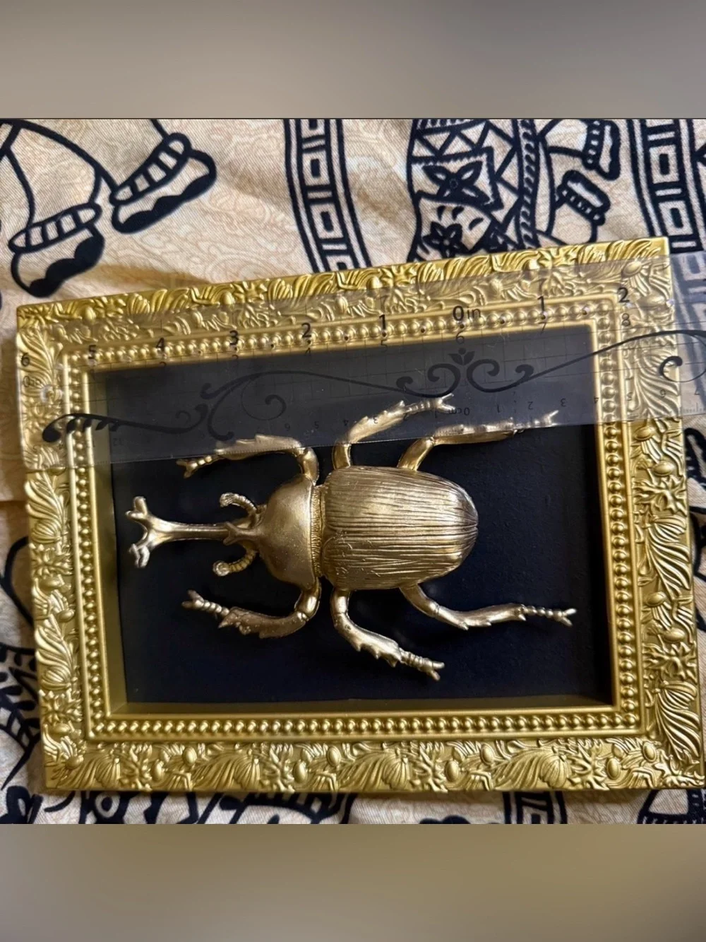 Gold Beetle Wall Art Framed Accent - Home Accents